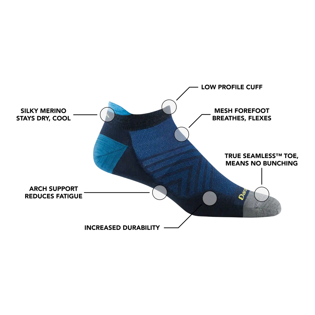Men's Run No Show Tab Cushioned Ultra-Lightweight Running Socks
